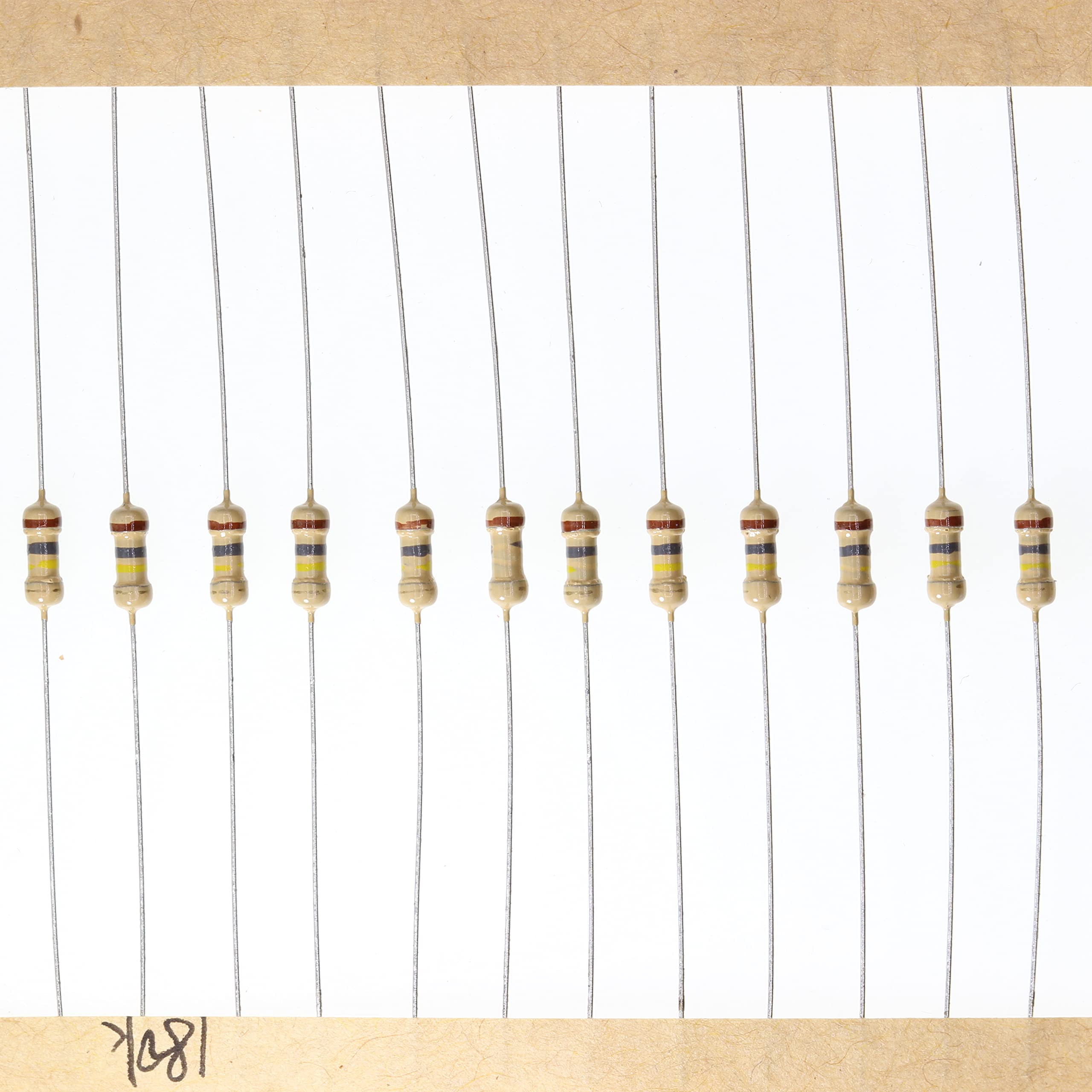 HUABAN 200 Pieces 0.25 Watts 1 4W 180K Ohm 5% Carbon Film Resistor