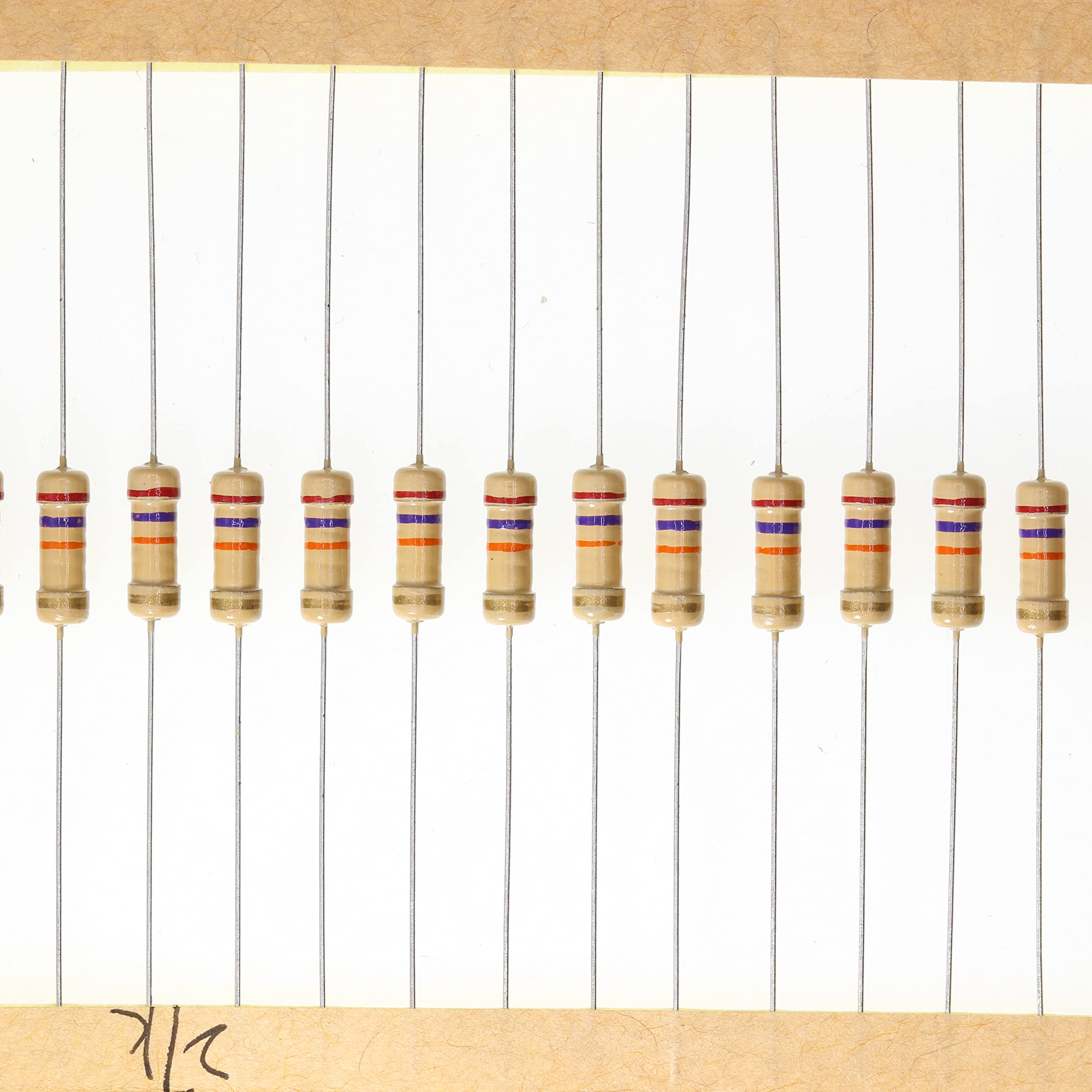 HUABAN 100 Pieces 0.5 Watts 1/2W 27K Ohm 5 Percent Carbon Film Resistor for Electronics Projects