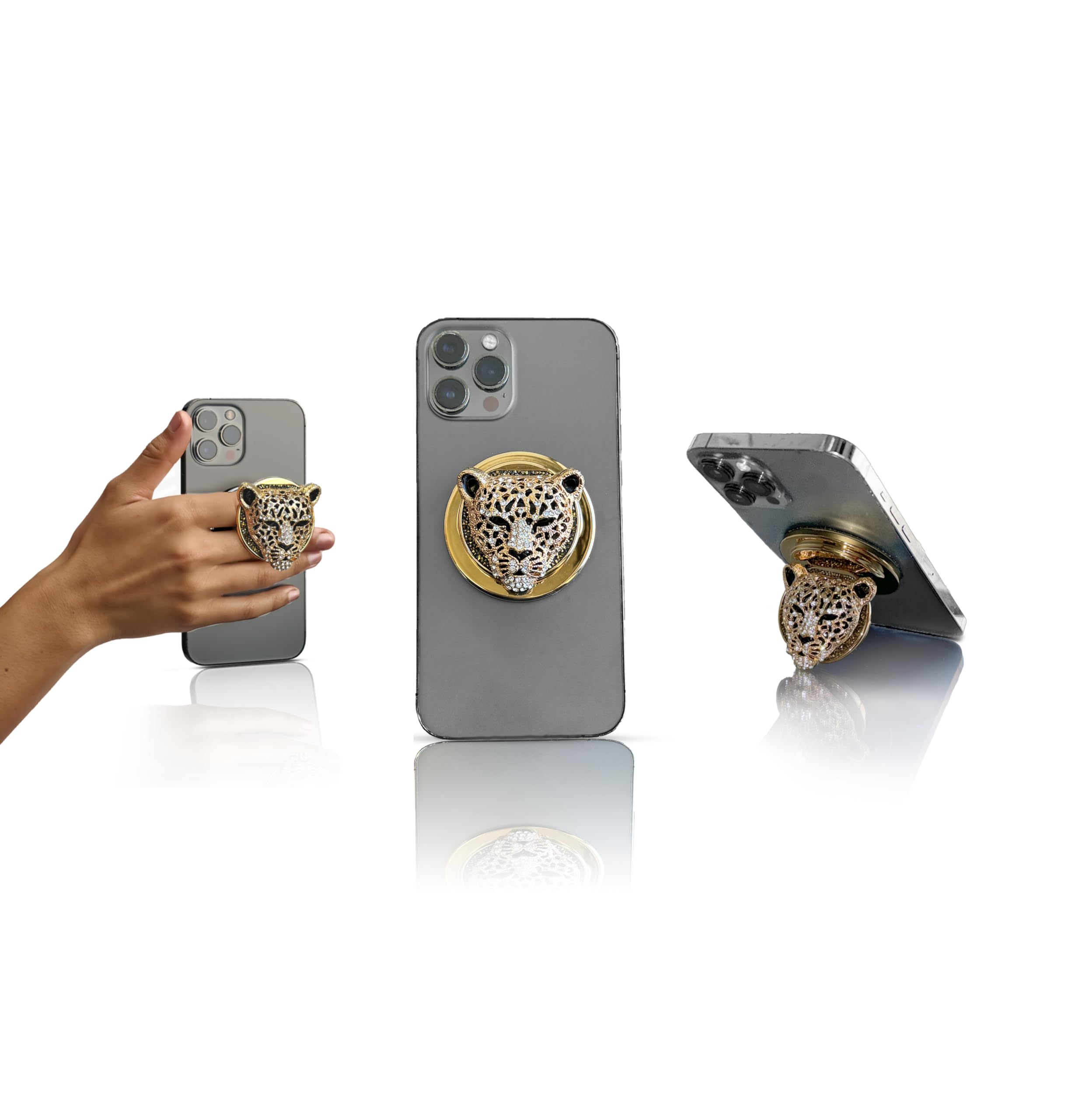 HANDL O MagSafe Jewel Cheetah Phone Grip and Stand Removable Magnetic Grip, Retractable Finger Holder POPL Tap-to-Share Contact Tech - View 2 of 8