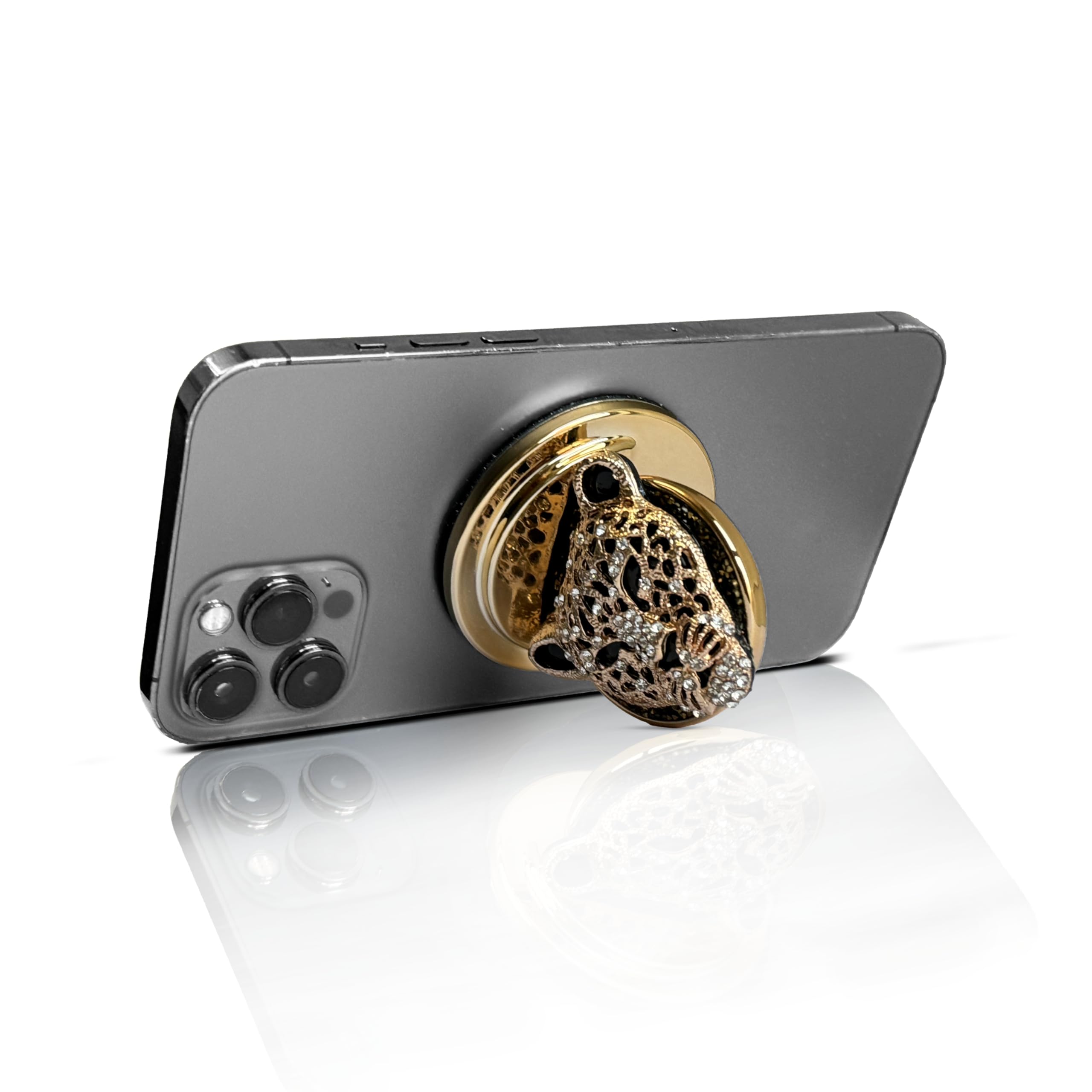 HANDL O MagSafe Jewel Cheetah Phone Grip and Stand Removable Magnetic Grip, Retractable Finger Holder POPL Tap-to-Share Contact Tech - View 8 of 8