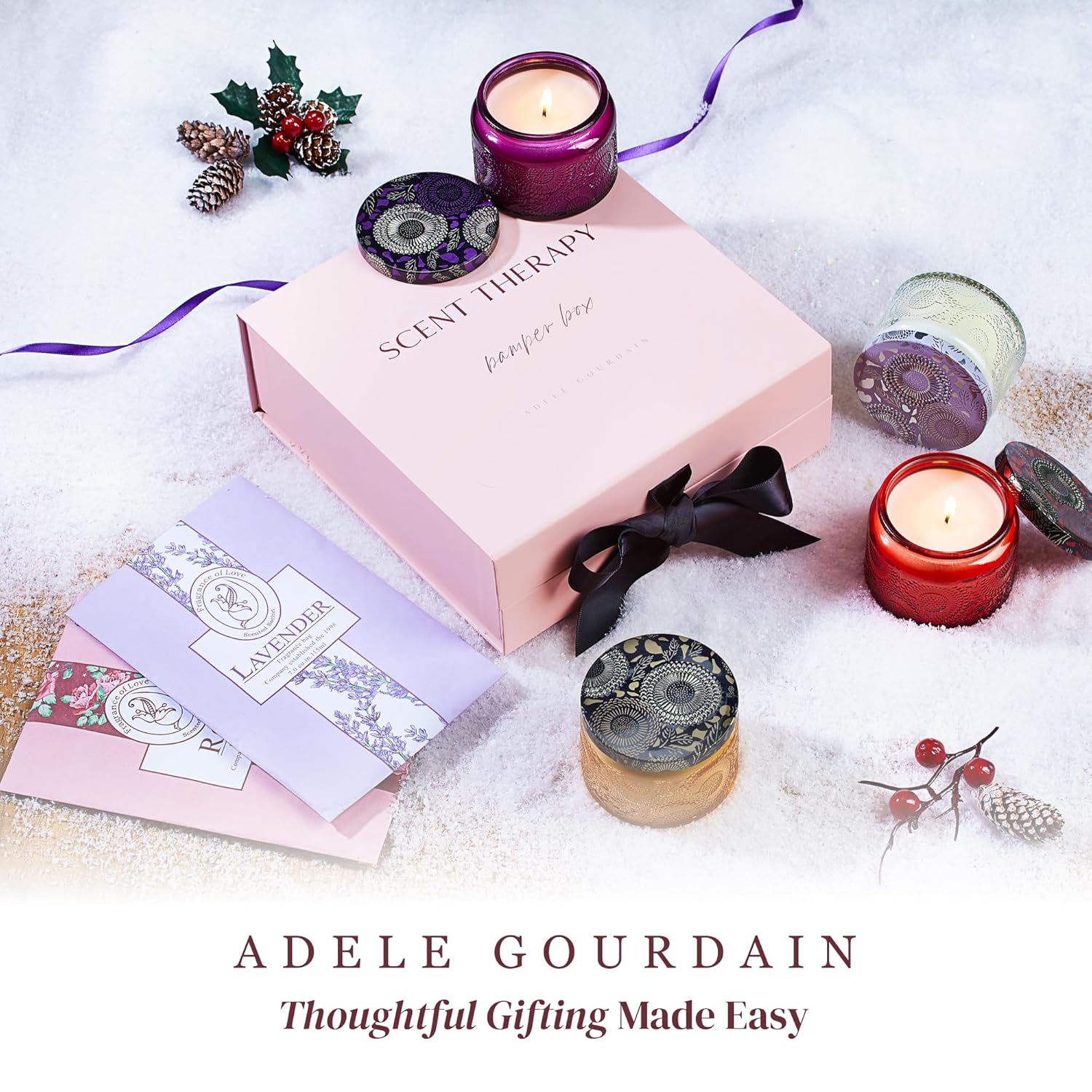 ADELEGOURDAIN Scented Candle Gift Set for Mom Long Lasting Aromatherapy Candles in Gift Box Perfect for Mother's Day or Birthday Present - View 9 of 9
