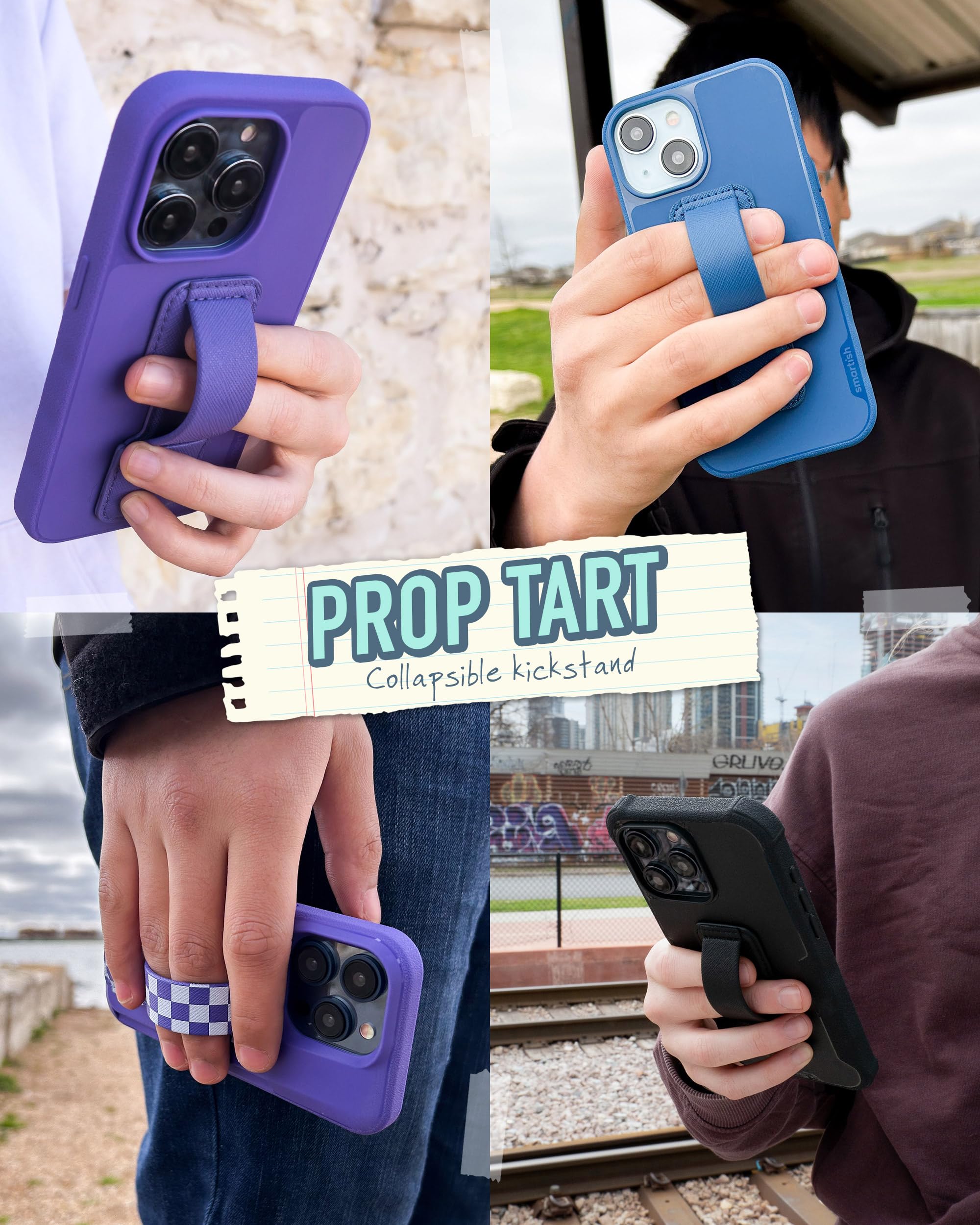 Smartish Smartish Phone Grip Loop - Prop Tart - Pop Out Finger Strap and Holder with Kick Stand [Compatible with All iPhone and Android Phones] - Checkerboard - View 2 of 7