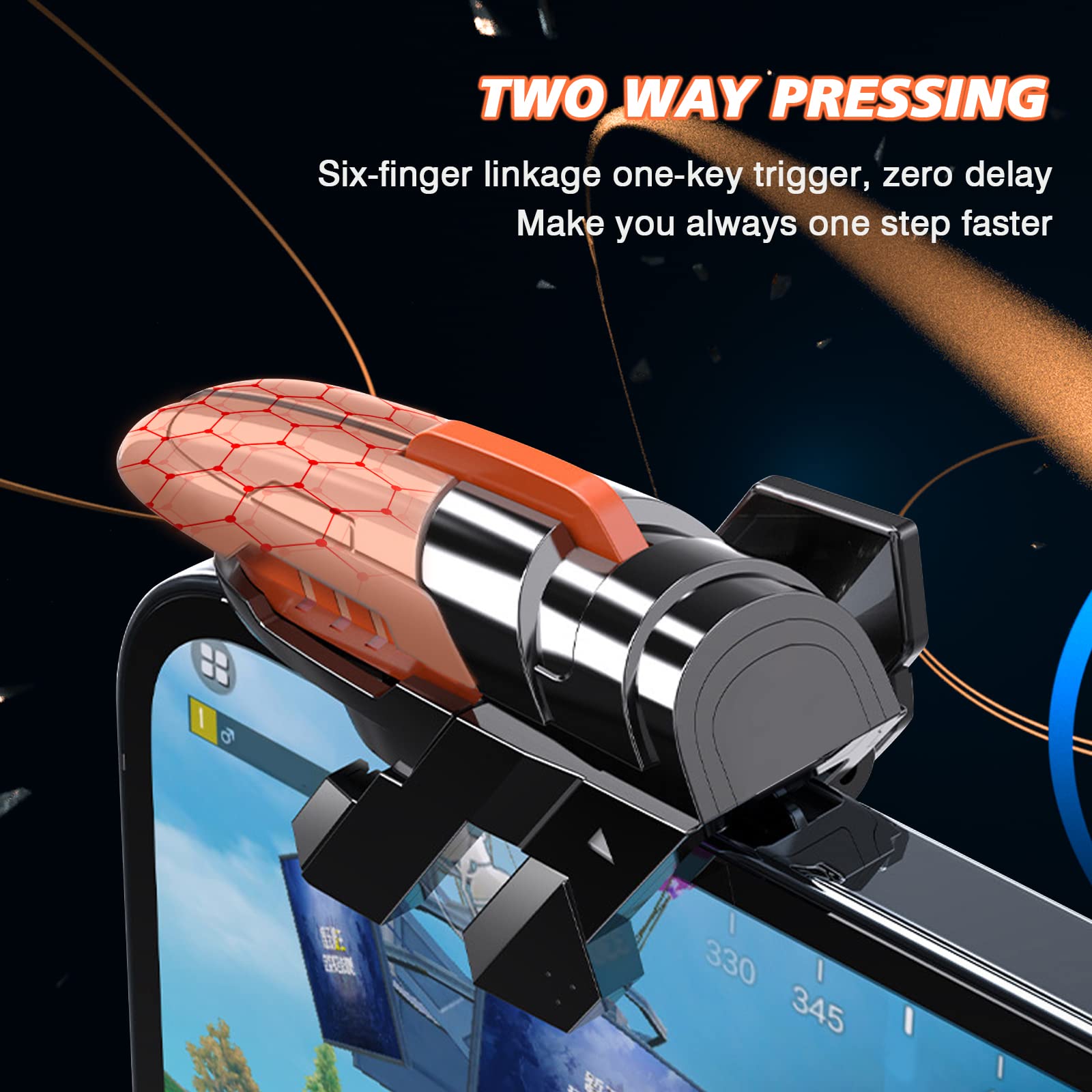 Newseego Newseego Mobile Gaming Trigger Six-Finger Game Controller for iPhone and Android Mechanical Black Design Sensitive Shooter Controller - View 3 of 7