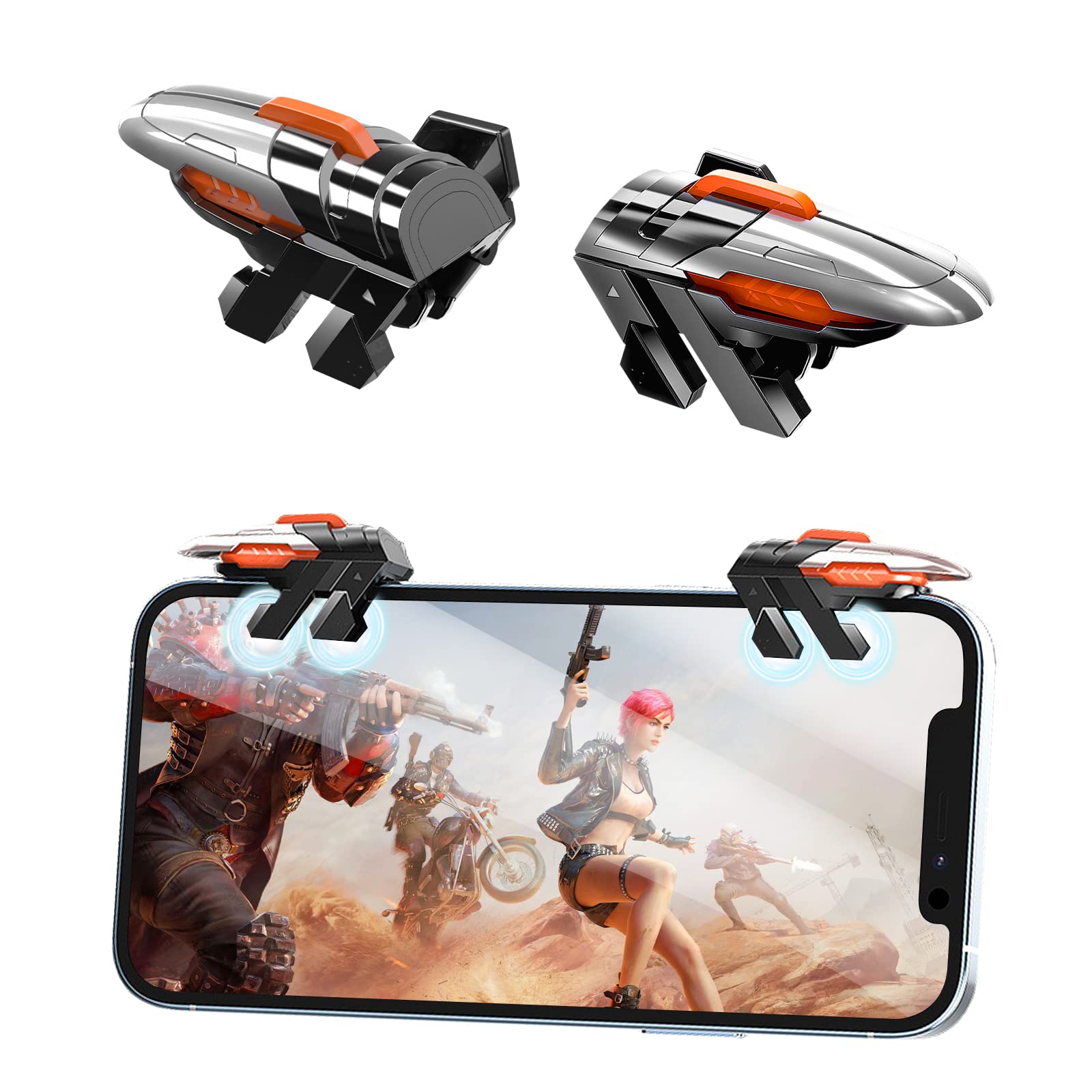 Newseego Newseego Mobile Gaming Trigger Six-Finger Game Controller for iPhone and Android Mechanical Black Design Sensitive Shooter Controller