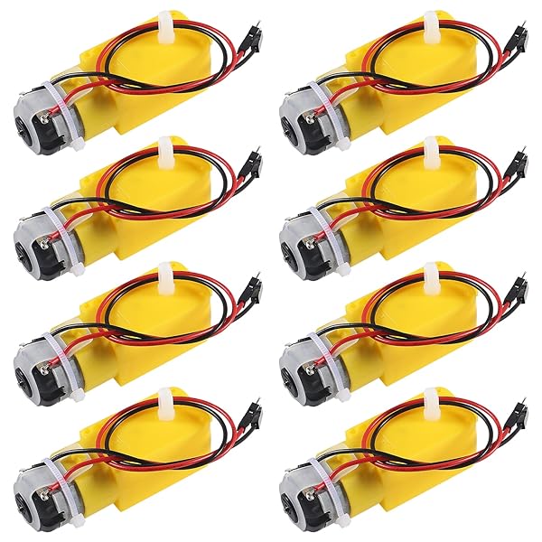 ACEIRMC 8pcs DC Gearbox Motor 200RPM 1:48 Ratio for Arduino Smart Cars & Robots - Dual Shaft 3-6V Gear Motor with 2.54mm Wire
