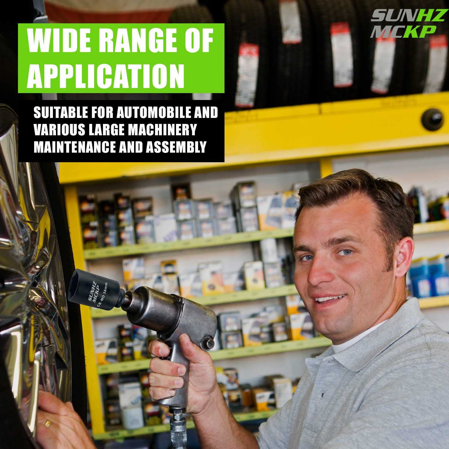 SUNHZ MCKP SUNKPMCKP 1/2 Inch Drive Deep 6 Point Impact Socket Set 9 Piece Metric Cr Mo 29mm to 38mm for Spindle Axle Nut - View 5 of 8