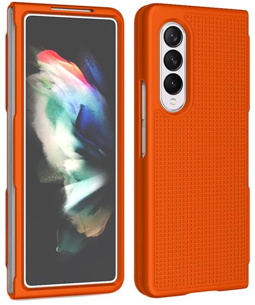 Nakedcellphone Galaxy Z Fold 3 Case with Clip & S Pen Slot - Slim Hard Cover & Rotating Belt Holster in Bright Orange | Nakedcellphone - View 10 of 11