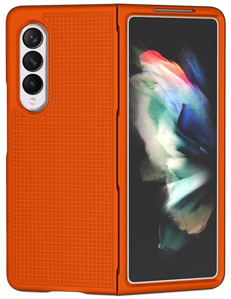 Nakedcellphone Galaxy Z Fold 3 Case with Clip & S Pen Slot - Slim Hard Cover & Rotating Belt Holster in Bright Orange | Nakedcellphone - View 11 of 11