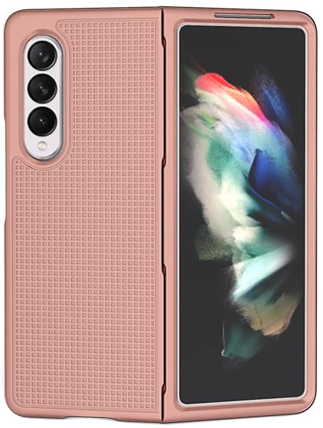 Nakedcellphone Galaxy Z Fold 3 Case with Clip & S Pen Slot - Slim Hard Cover & Rotating Belt Holster in Rose Gold Pink - View 10 of 10