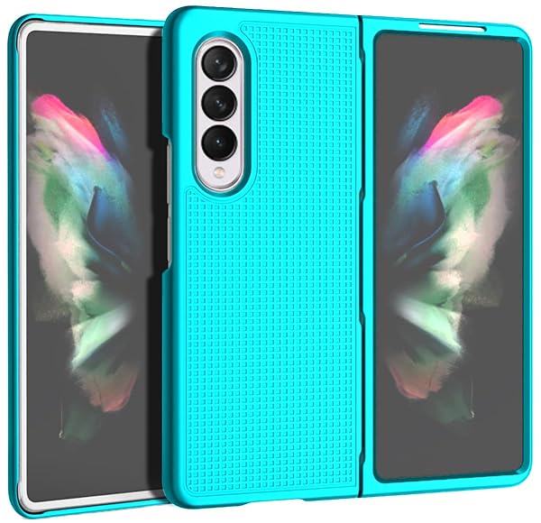 Nakedcellphone Galaxy Z Fold 3 Case with Clip & S Pen Slot - Slim Hard Cover & Rotating Belt Holster Combo in Teal Aqua Mint - View 4 of 11