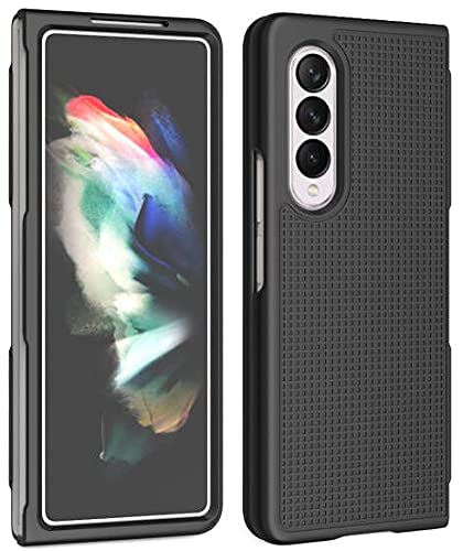 Nakedcellphone Galaxy Z Fold 3 Case with Clip & S Pen Slot - Slim Hard Cover & Rotating Belt Holster Combo - Nakedcellphone Black Tread - View 10 of 11