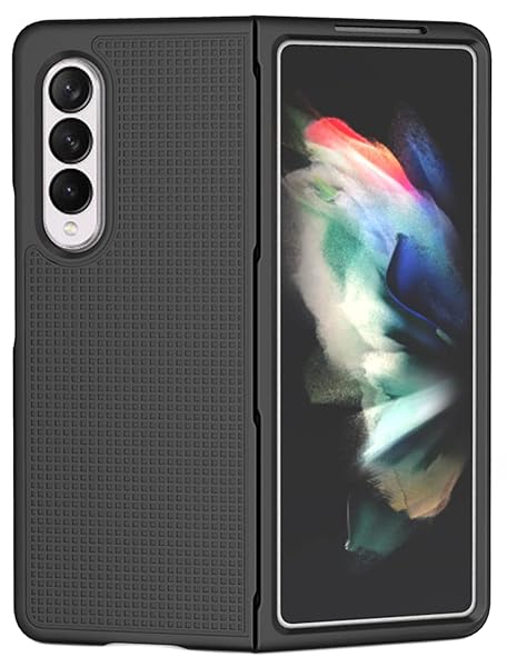 Nakedcellphone Galaxy Z Fold 3 Case with Clip & S Pen Slot - Slim Hard Cover & Rotating Belt Holster Combo - Nakedcellphone Black Tread - View 11 of 11