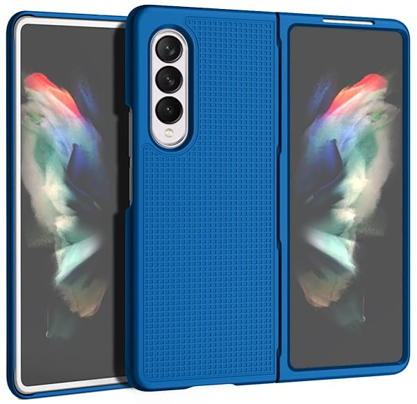 Nakedcellphone Galaxy Z Fold 3 5G Case with Clip & S Pen Slot - Slim Hard Cover & Rotating Belt Holster Combo in Cobalt Blue - View 4 of 11