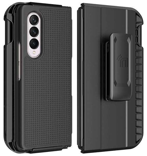 Nakedcellphone Galaxy Z Fold 3 5G Case with Clip & S Pen Slot - Slim Hard Cover & Rotating Belt Holster Combo in Cobalt Blue - View 8 of 11