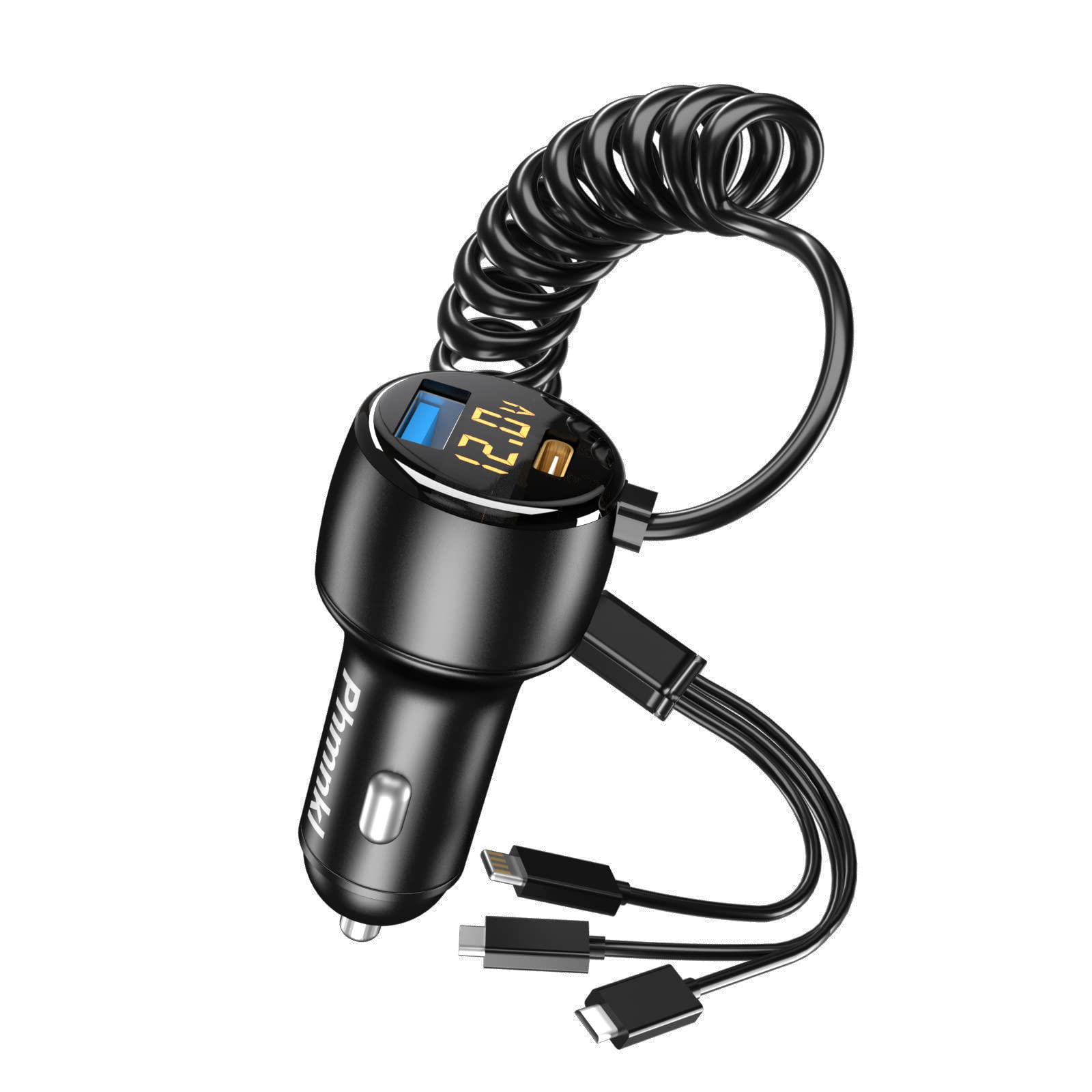 Phmnkl 66W Dual-Port Car Charger 1pcs - USB C (PD30W) + USB A (QC3.0) - Fast Charging for iPhone 14 13 12, Galaxy S23 22, Pixel