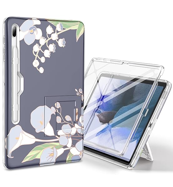 Buy SURITCH Galaxy Tab S7 FE Case: Shockproof, Built-in Screen Protector & Kickstand for S7+ Plus, S8+ Plus - Calla Lilly Design