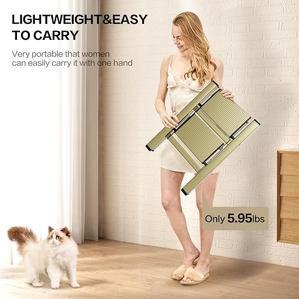 GameGem GameGem Aluminum Folding Step Ladder Lightweight Portable Anti-Slip Sturdy Wide Pedal Multi-Use Stepladder for Home Kitchen Gold 330 lbs - View 8 of 9