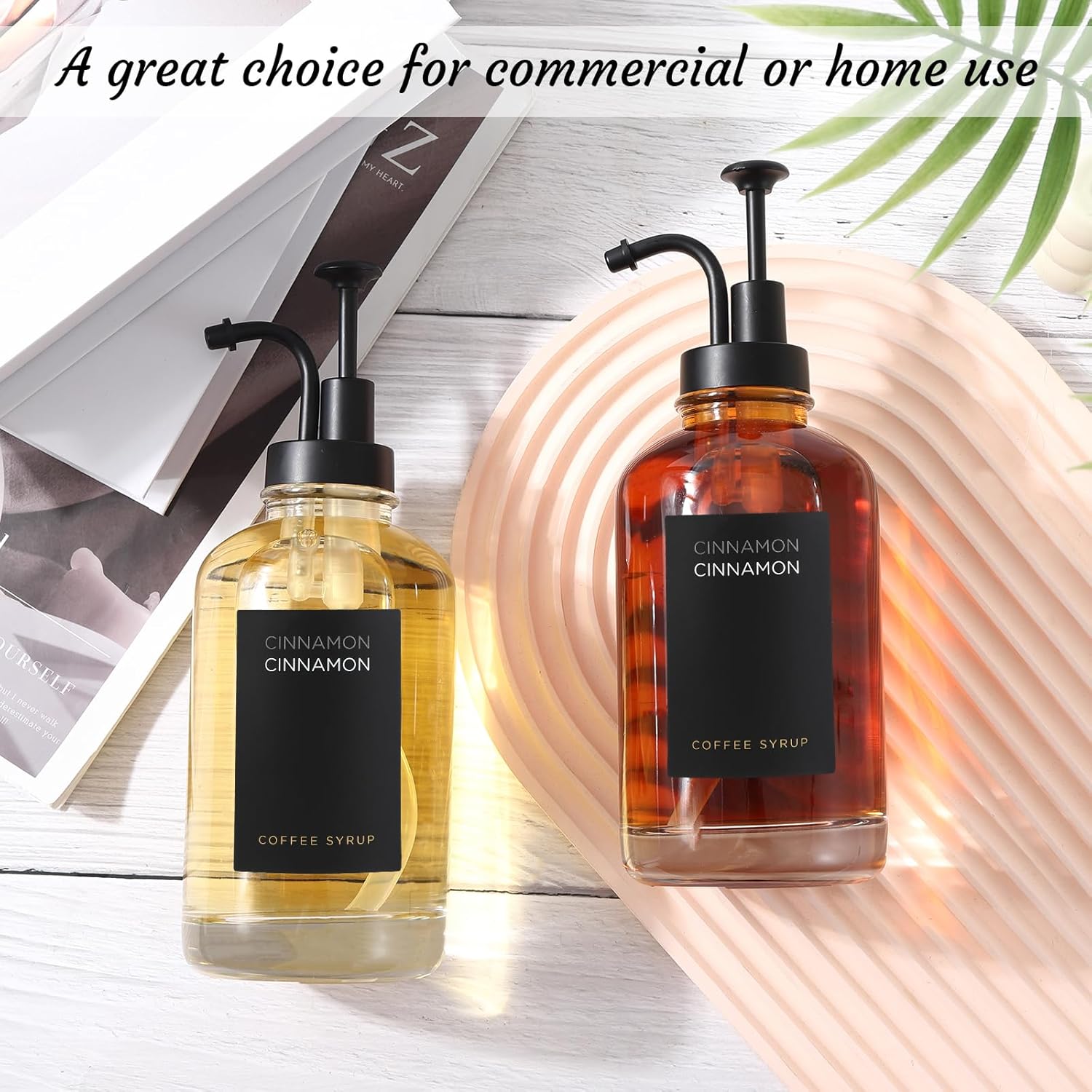 Joyfulmap Joyfulmap Coffee Syrup Dispenser with 18 Labels Minimalist Glass Pump Bottle for Coffee Bar 16.9 oz 500 ml Black Design - View 5 of 7