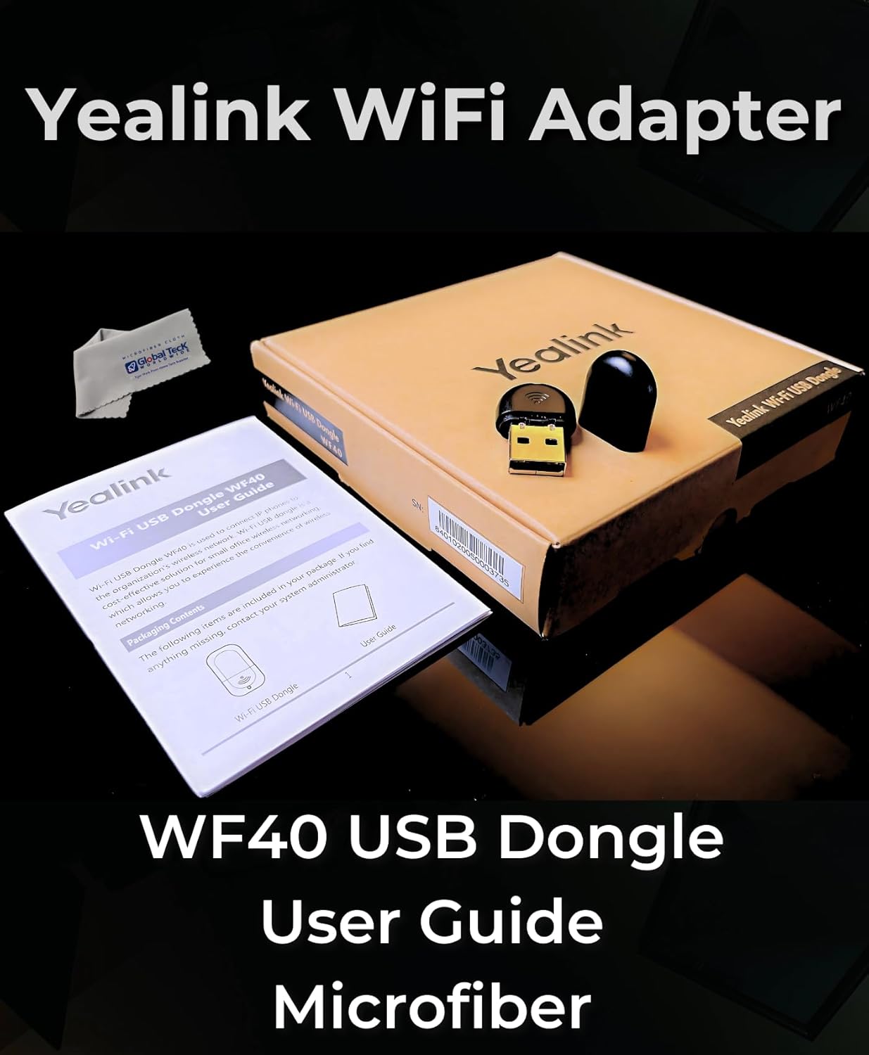 Global Teck Worldwide Yealink WiFi Adapter WF40 USB Dongle for IP Phones Compatible with T41S T42S T46S T48S T52S T54S T42U T43U T46U T48U T27G T29G T46G T48G Global Teck Cloth Pack of 10 - View 7 of 9