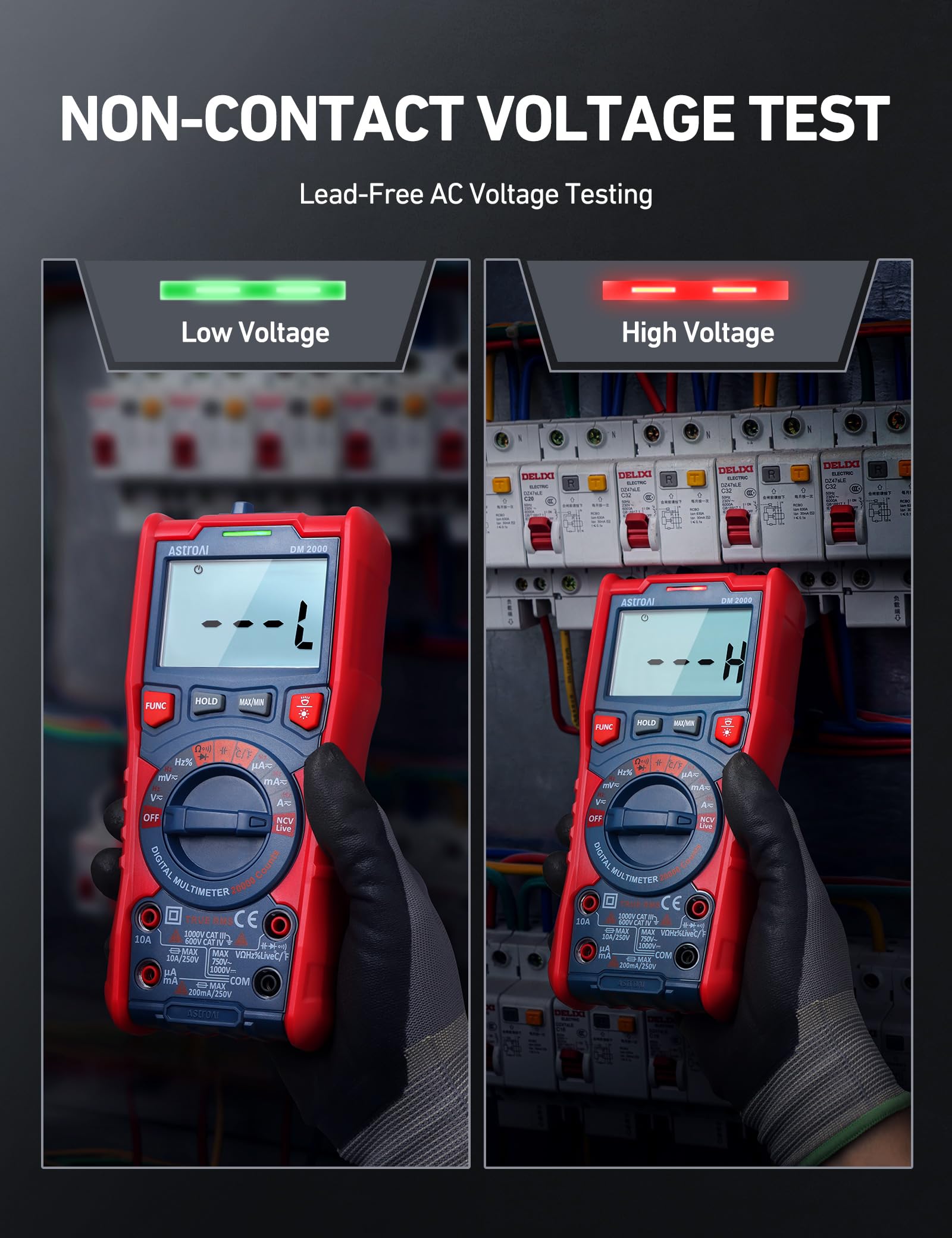 AstroAI Digital Multimeter Tester TRMS 20000 Counts with Higher Resolution Auto-Ranging Voltmeter; Accurately Measures Voltage Current Resistance - View 7 of 9