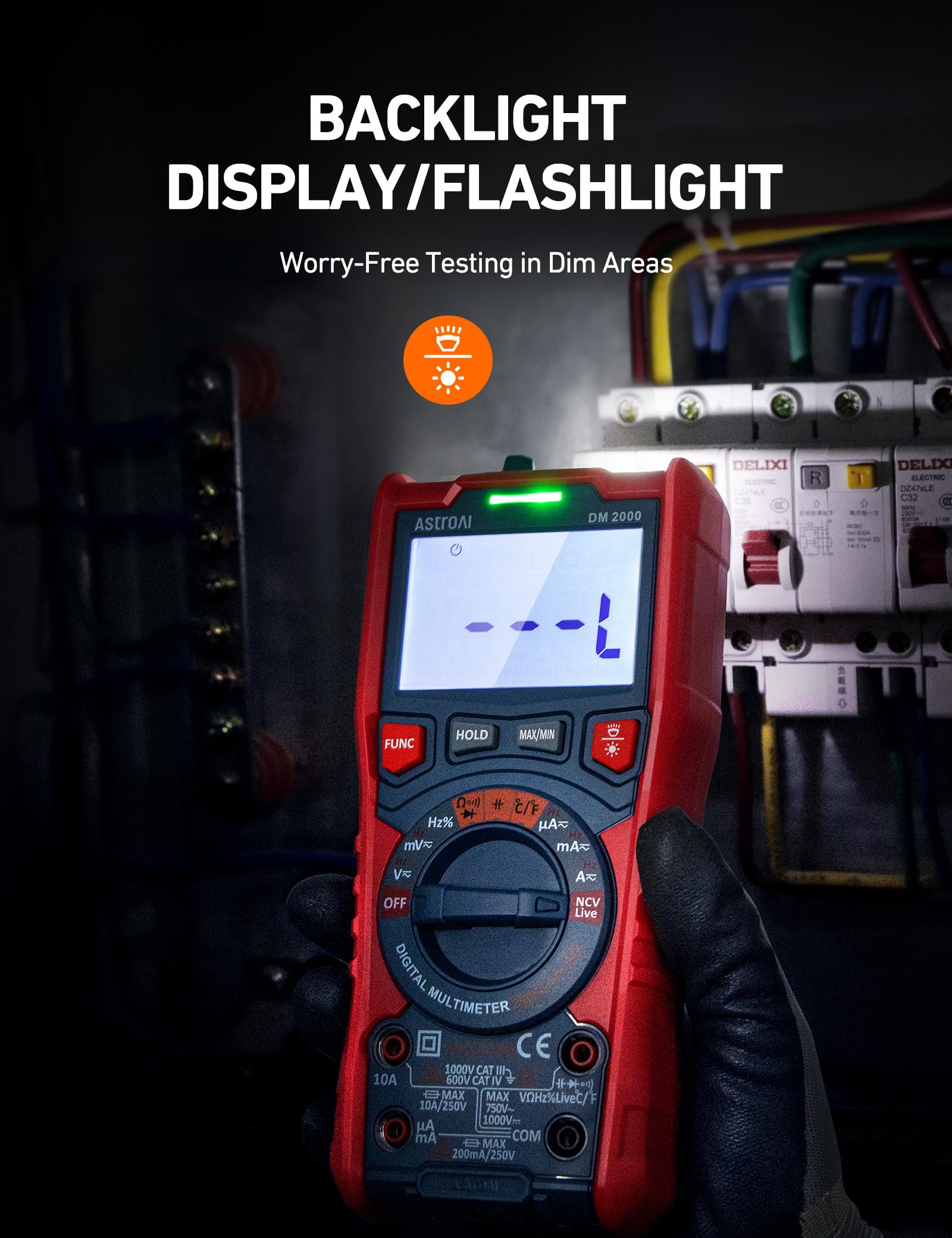 AstroAI Digital Multimeter Tester TRMS 20000 Counts with Higher Resolution Auto-Ranging Voltmeter; Accurately Measures Voltage Current Resistance - View 8 of 9