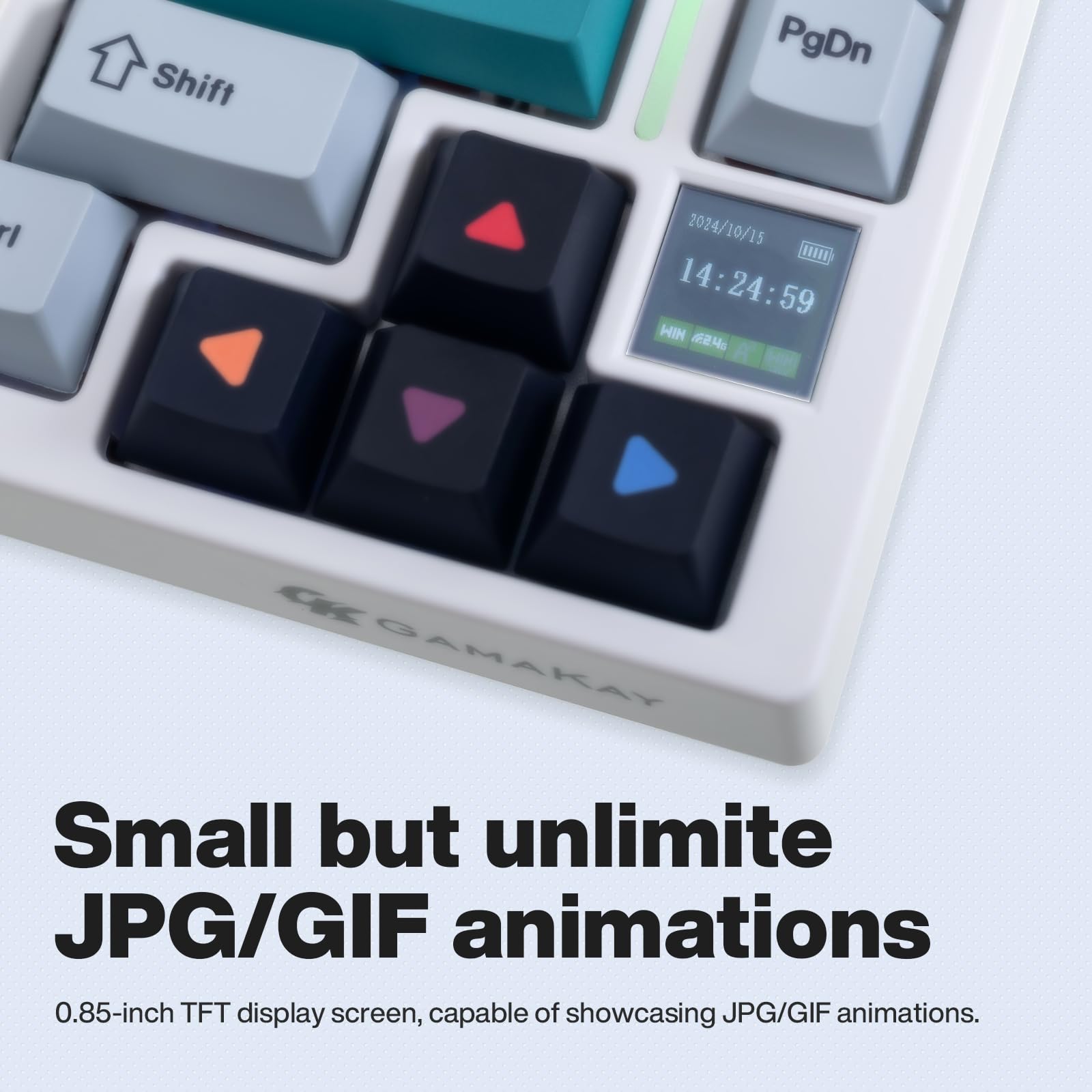 GK GAMAKAY TK75 V2 75% Silent Mechanical Keyboard with TFT Screen, Hot Swap RGB Bluetooth 5.0 2.4GHz Wireless USB-C Wired PBT Cherry Profile Keycaps - View 4 of 9