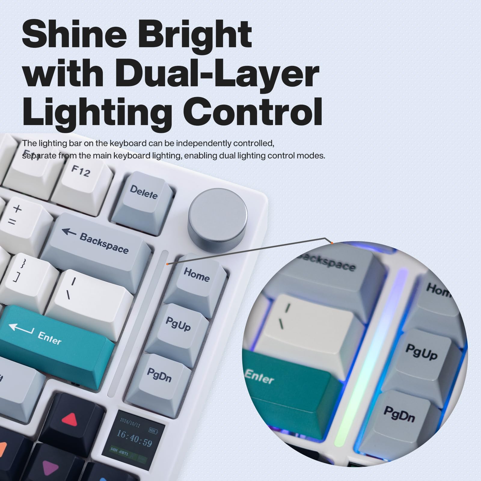 GK GAMAKAY TK75 75% Hot Swap RGB Bluetooth 5.0 2.4GHz Wireless USB-C Wired Mechanical Keyboard with Knob Control, PBT Cherry Profile Keycaps Gaming - View 4 of 9