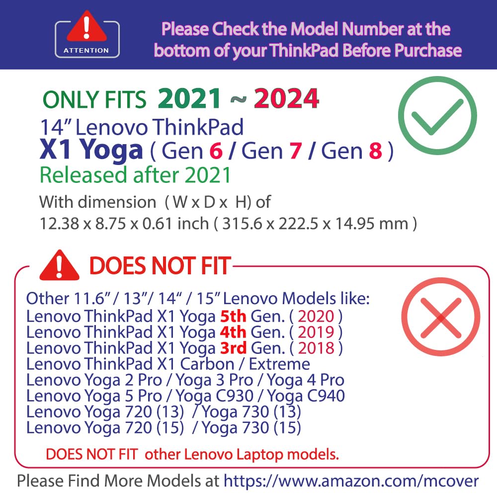 mCover Case for 2021-2023 14" Lenovo ThinkPad X1 Yoga Gen 6 7 X1 Carbon Gen 9 10 Notebook PC Clear Case Only - View 3 of 7