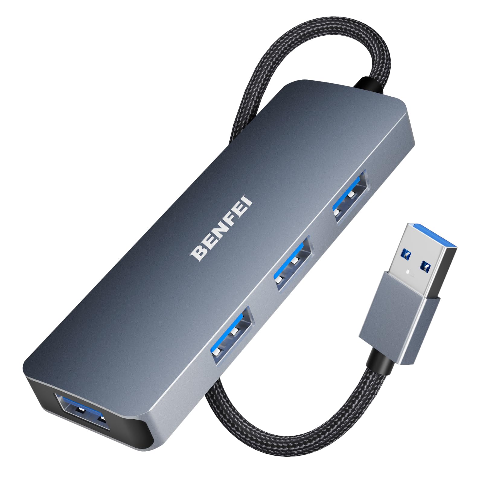 BENFEI 2-in-1 USB 3.0 Hub: 4 Ports for MacBook, PC, Surface Pro & More - Fast Data Transfer & Versatile Connectivity