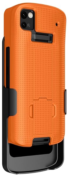 Nakedcellphone Zebra TC53 TC58 Case with Clip & Kickstand - Slim Hard Shell Cover & Rotating Belt Holster in Bright Orange - View 11 of 11