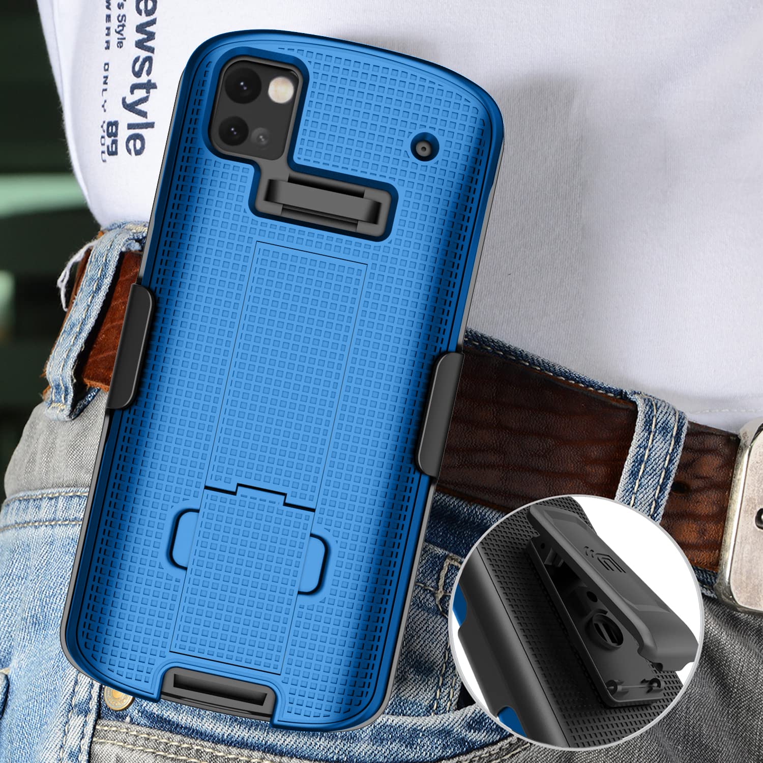 Case with Clip for Zebra TC53 TC58 Mobile Computer Scanner, Nakedcellphone Slim Hard Shell Cover with Kickstand and [Rotating Ratchet] Belt Hip - View 7 of 9