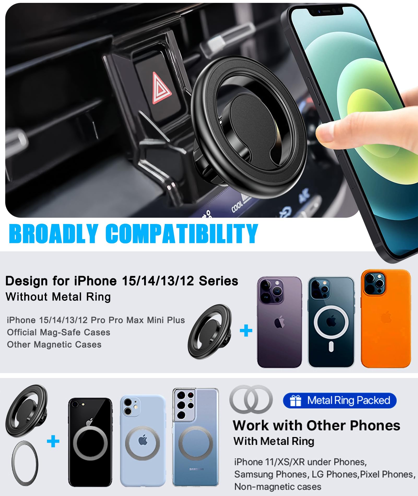 Mengfly Car Phone Holder Mount, for Toyota Corolla 2024 2023 2022 2021 2020, Air Vent Stand, Magsafe Magnetic Navigation Bracket, for Magsafe Case, - View 2 of 6