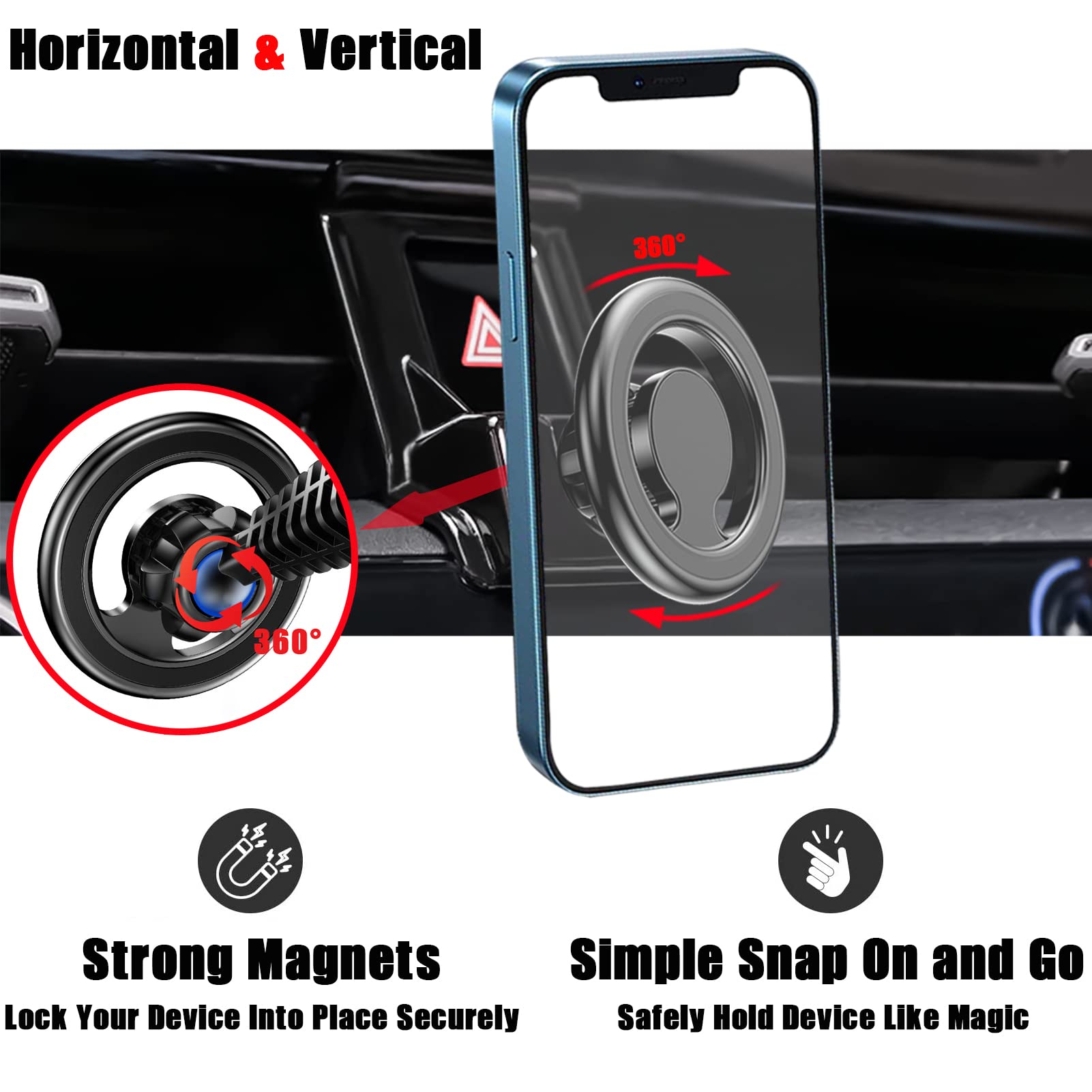 Mengfly Car Phone Holder Mount, for Toyota Corolla 2024 2023 2022 2021 2020, Air Vent Stand, Magsafe Magnetic Navigation Bracket, for Magsafe Case, - View 4 of 6