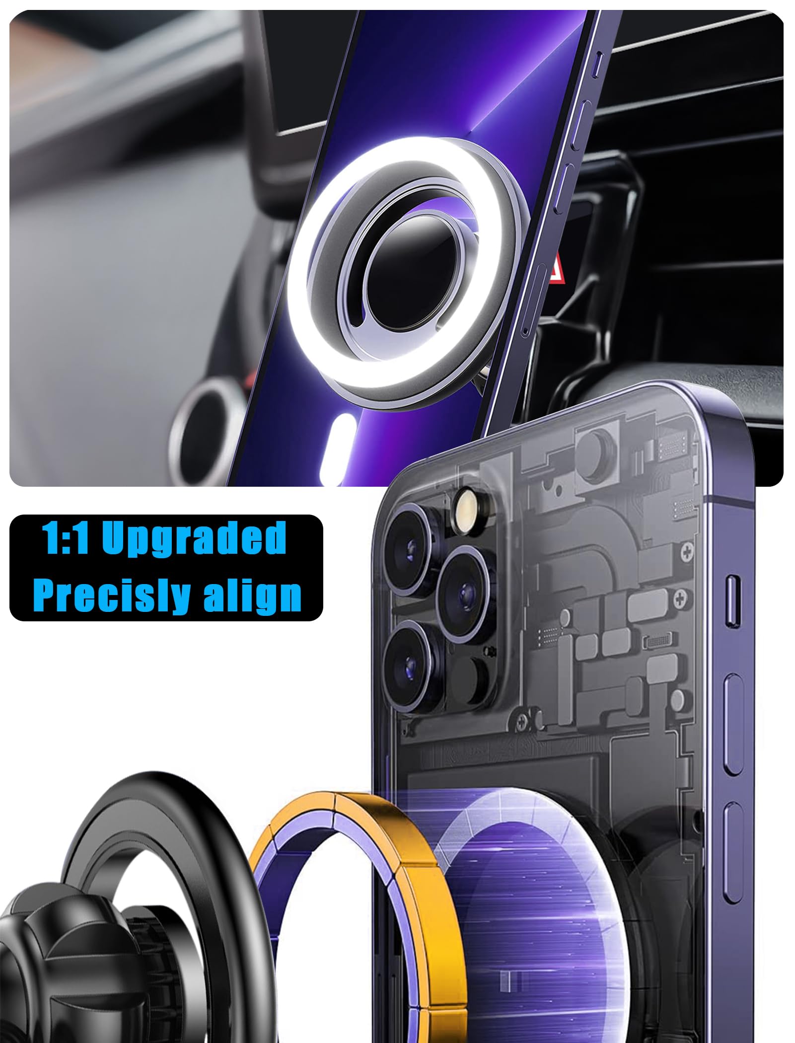 Mengfly Car Phone Holder Mount, for Toyota Corolla 2024 2023 2022 2021 2020, Air Vent Stand, Magsafe Magnetic Navigation Bracket, for Magsafe Case, - View 5 of 6