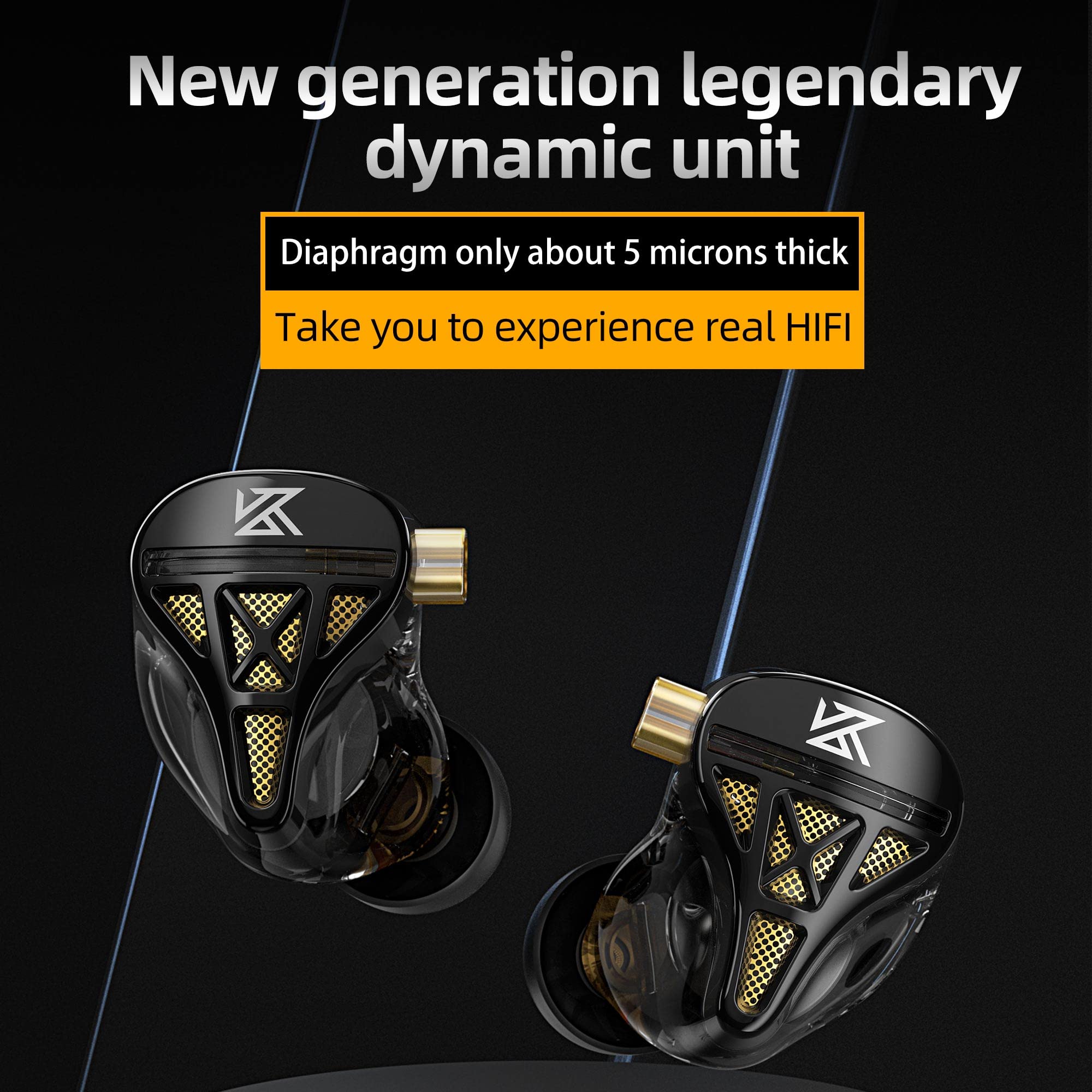 KZ DQS Dynamic Driver Semi-Open HiFi Sound in-Ear Headphones Earphones Earbuds, KZ Extra Bassy Drummer in Ear Monitor Headset (Black, Without Mic) - View 9 of 9