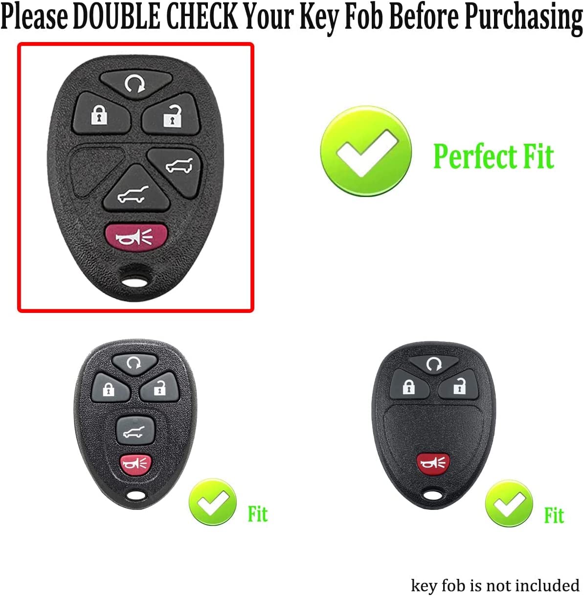 AYGUCEKE TPU Protective Key Fob Cover Case Compatible with GMC Acadia Yukon Cadillac Escalade SRX Chevy Suburban Tahoe Traverse Buick Enclave Pontiac - View 2 of 6