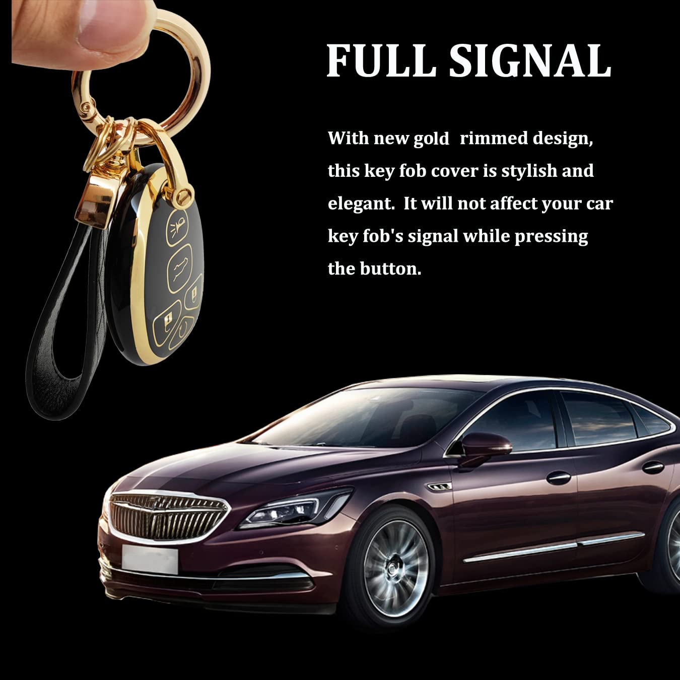 AYGUCEKE TPU Protective Key Fob Cover Case Compatible with GMC Acadia Yukon Cadillac Escalade SRX Chevy Suburban Tahoe Traverse Buick Enclave Pontiac - View 3 of 6