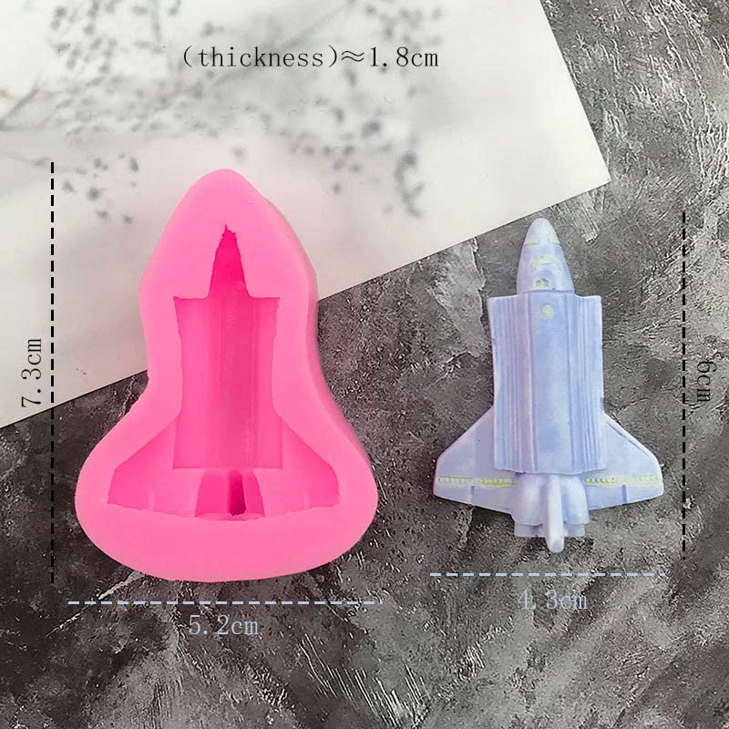 ELEWORD 2 Pcs Astronaut Cake Mold Silicone Spaceship Series Baking Tools for Chocolate Candy and Biscuits - View 2 of 2