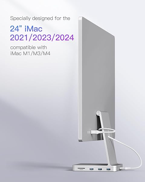 Inateck "Inateck iMac Docking Station: USB Hub for 24" iMac 2021/2023/2024 - Fast USB 3.2 Gen 2 Adapter for M1/M3/M4 (Silver)" - View 4 of 9