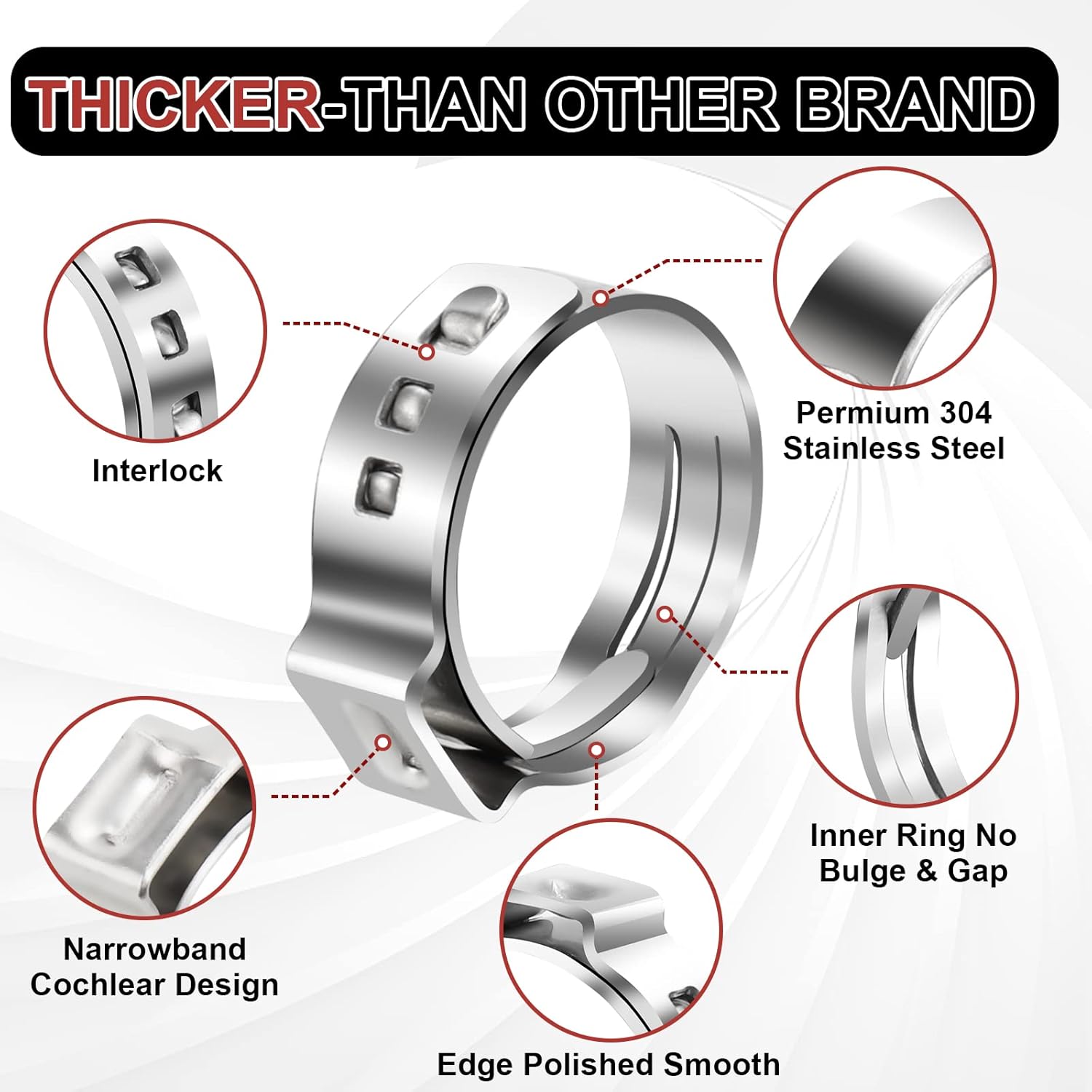 Hydencamm 120PCS PEX Clamps Kit with Plier Premium 304 Stainless Steel Cinch Crimp Rings for PEX Tubing Pipe Fitting Connections by Hydencamm - View 6 of 6