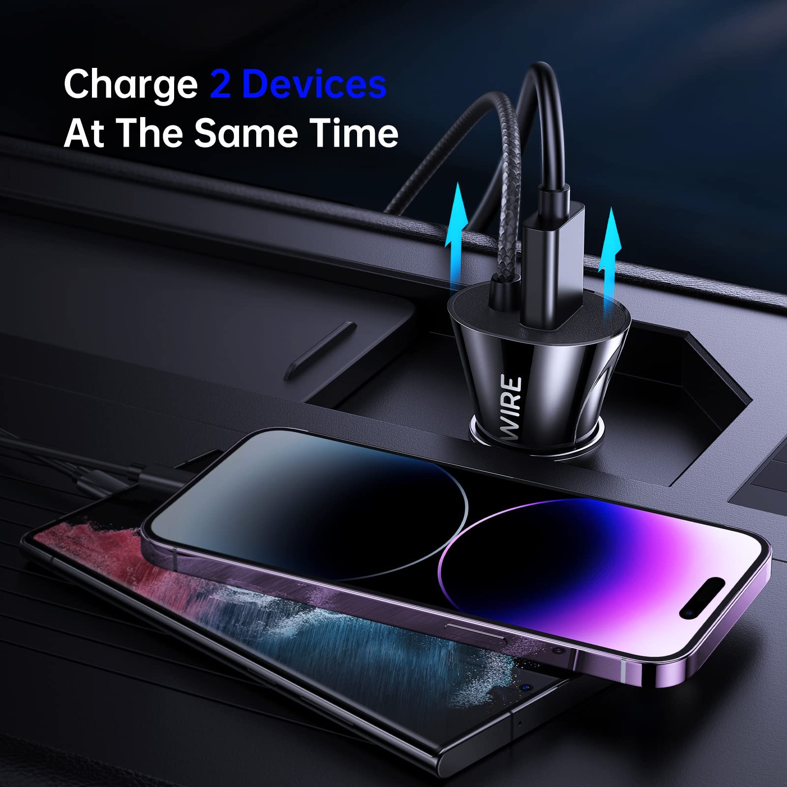 Syncwire 4.8A Fast Car Charger with 8FT Lightning Cable for iPhone 14 13 12 11 XR Max and iPad MFi Certified USB Adapter - View 7 of 9