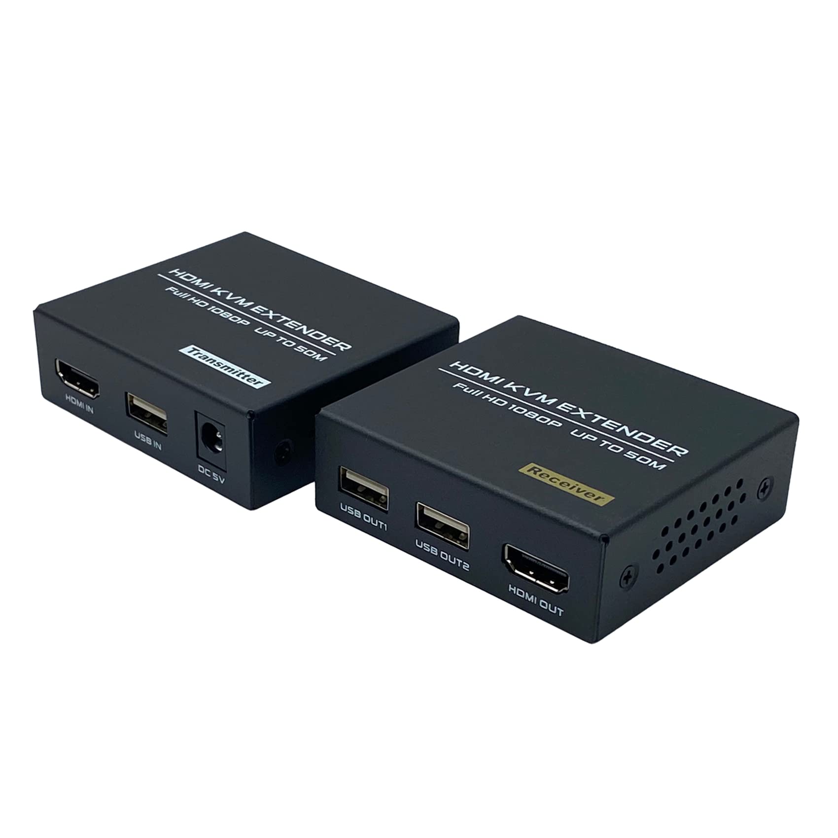 HDMI KVM Extender Over Cat5e/6 1080P 60Hz USB Extender Up to 50m 165ft Supports Keyboard and Mouse Control Remote Signals