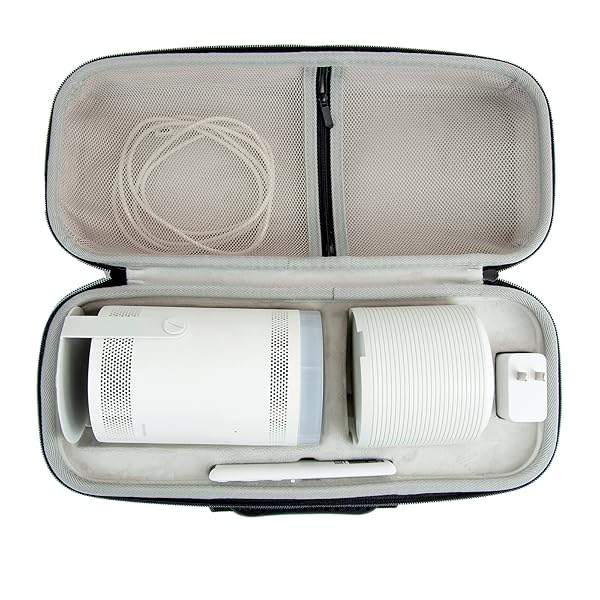 XINGFUDAO Projector Carrying case Compatible with Samsung the freestyle, Hard EVA Portable Storage Case Perfectly fits with The Freestyle Projector &amp; The Freestyle 2nd Gen Projector (Black2)