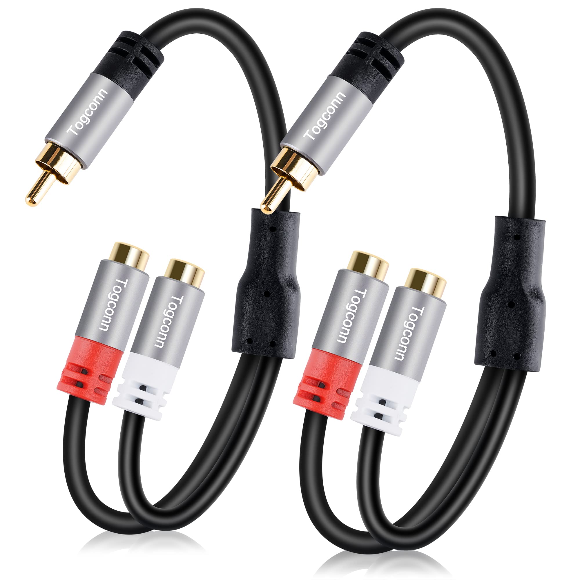 RCA Y-Adapter Splitter cable 2Pack,1 RCA Male to 2 RCA Female Stereo Audio Video Subwoofer Car Audio Cable Y Splitter Adapter Extension Cord for Home