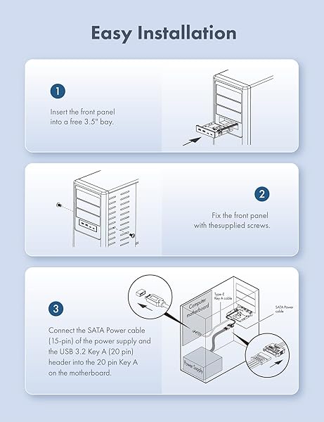GRAUGEAR "Upgrade Your PC with GRAUGEAR 3.5" Front Panel USB Hub: 4 Ports, 2 USB-C 10Gbps & 2 USB 3.2 Gen 2 - G-MP02" - View 8 of 10