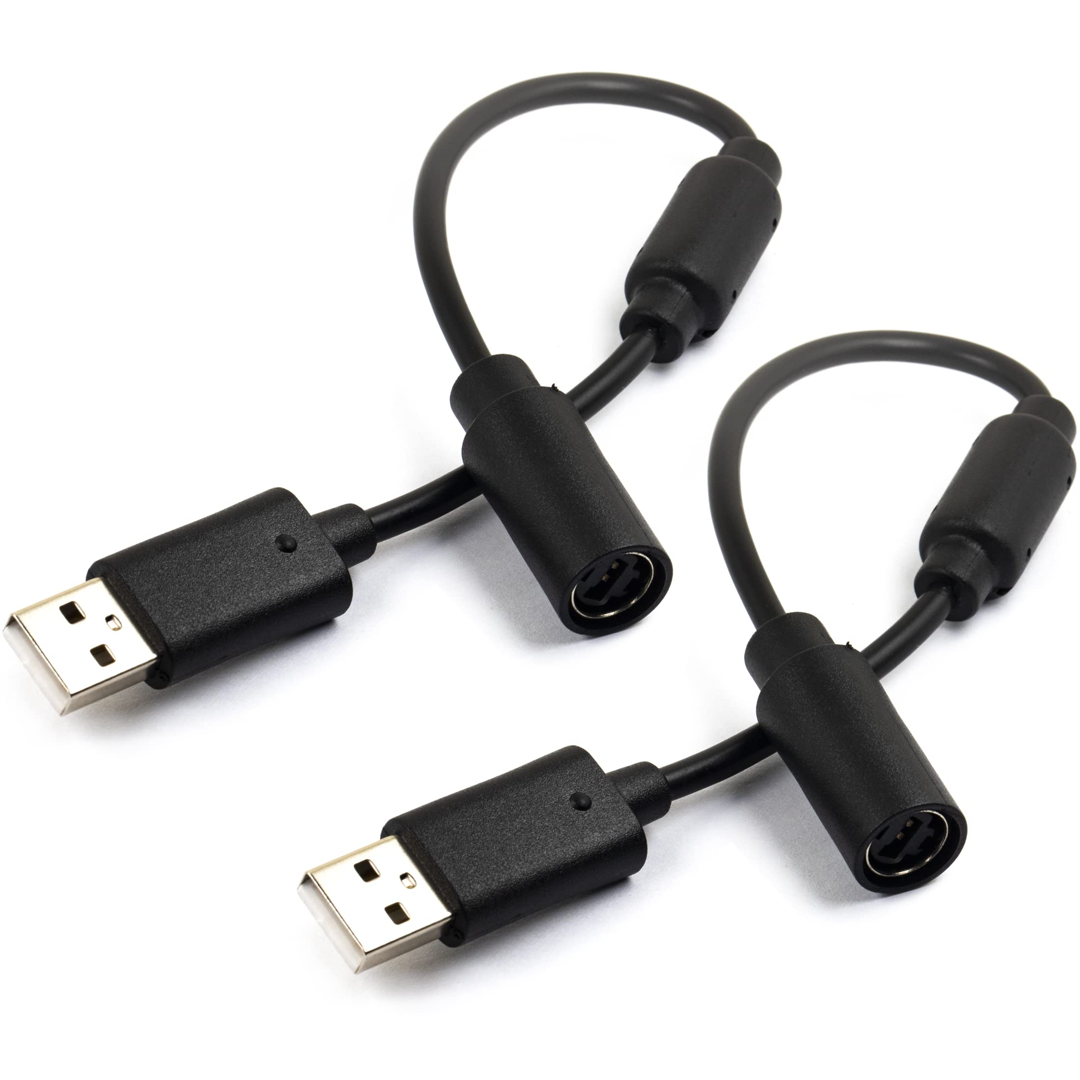 risingsaplings 2pcs USB Breakaway Cord for Xbox 360 and Slim Wired Controller, Dongle Adapter Extension Cable Replacement (2pcs (Black))