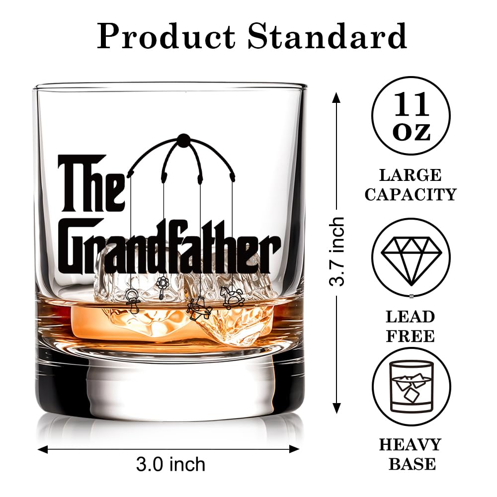 RZHV RZHV Grandfather Crib Bell Whiskey Glass Funny Gift for Men Dad Uncle Grandpa Father's Day Anniversary Birthday - View 2 of 6