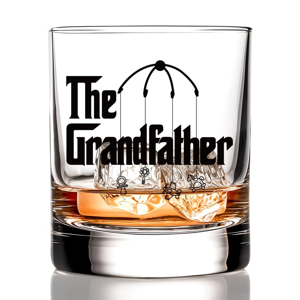 RZHV RZHV Grandfather Crib Bell Whiskey Glass Funny Gift for Men Dad Uncle Grandpa Father's Day Anniversary Birthday