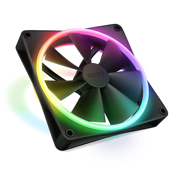 NZXT NZXT F140 RGB Duo - 140mm Dual-Sided RGB Fan – 20 Individually Addressable LED – Balanced Airflow and Static Pressure – Fluid Dynamic Bearing – PWM Control – Anti-Vibration Rubber Corners – Black
