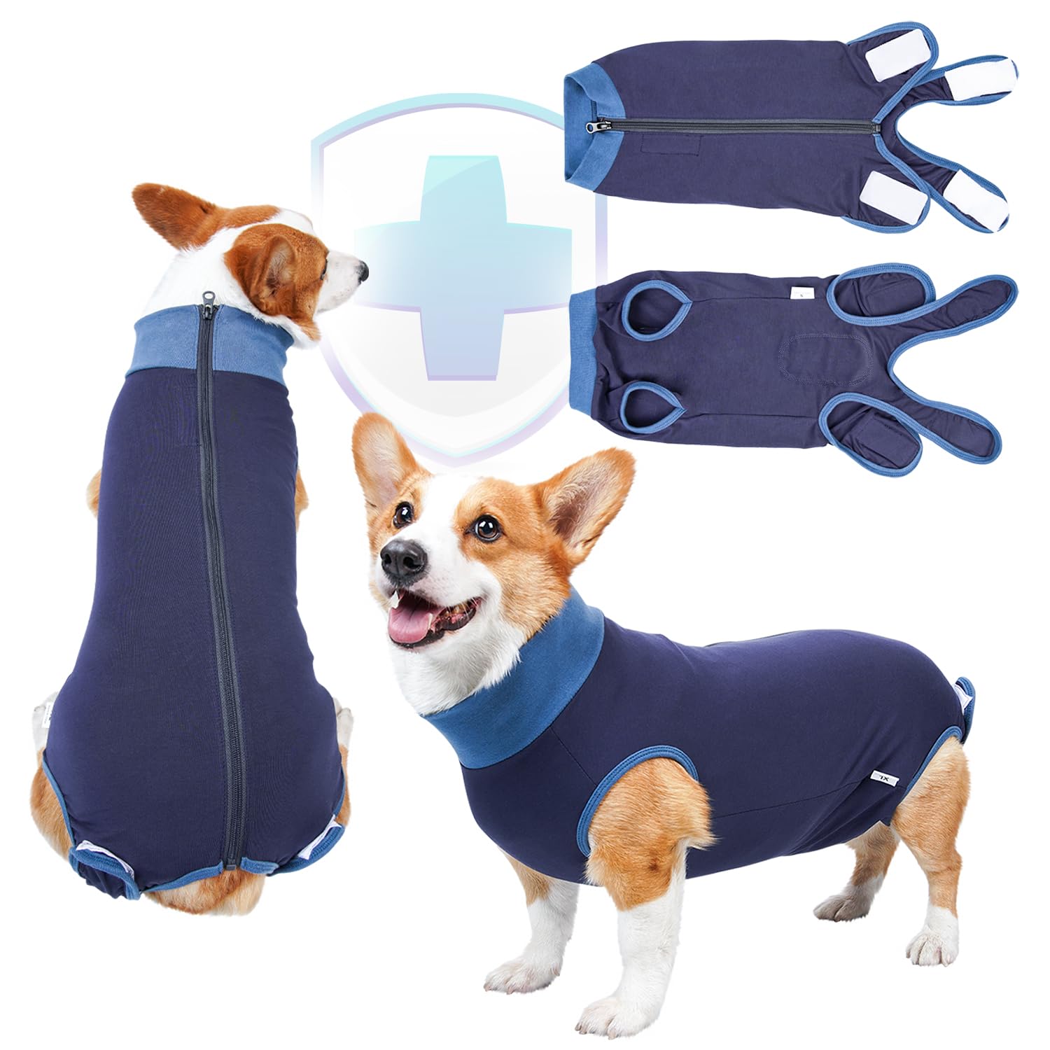 TORJOY TORJOY Breathable Dog Recovery Suit for Male Female After Surgery Anti Licking E Collar Alternative for Small Medium Large Dogs